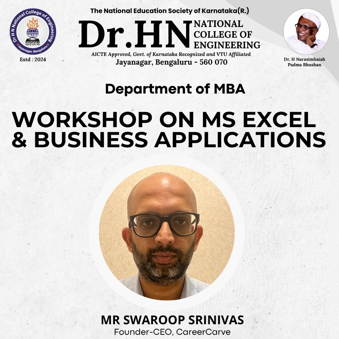 WORKSHOP ON MS EXCEL & BUSINESS APPLICATIONS